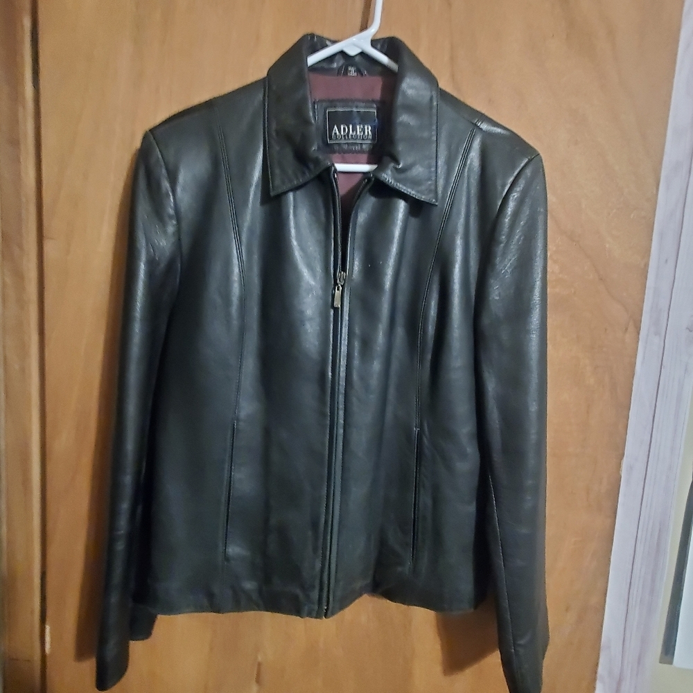 Adler Black Leather Zip-Front Women's Jacket